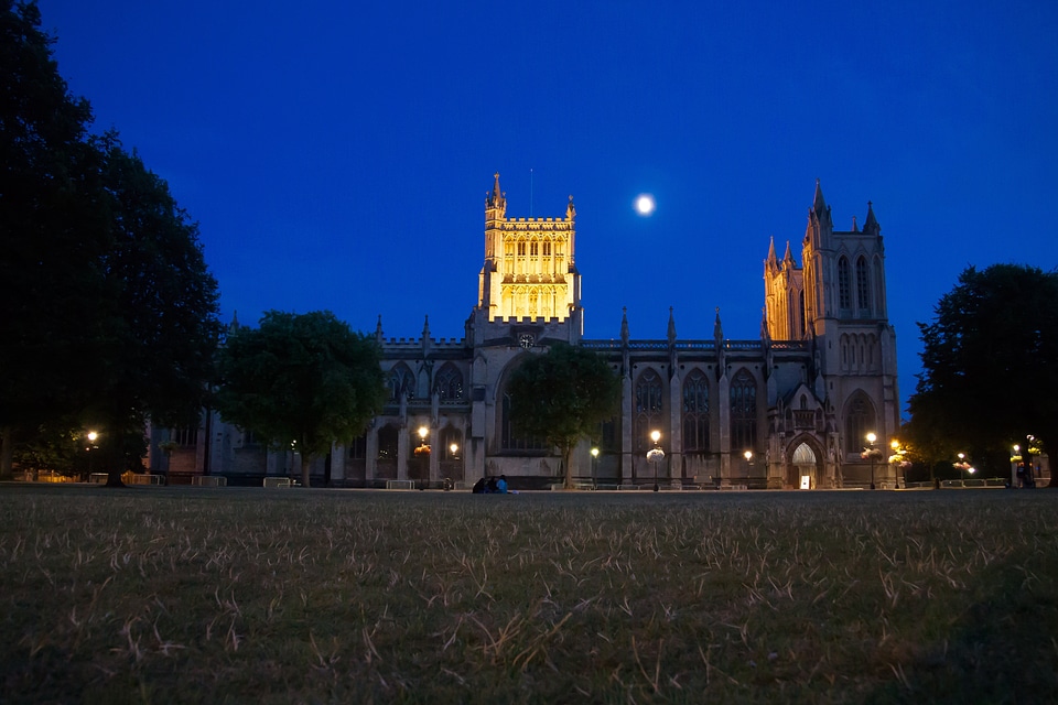 Bristol cathedral illuminated photo