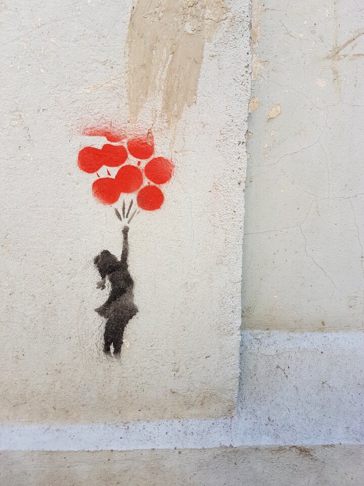 Balloons flying mural