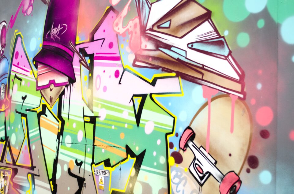 Spray street art mural