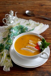 Pumpkin soup in meat broth Free photos