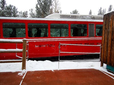 Snow cog railroad landscape