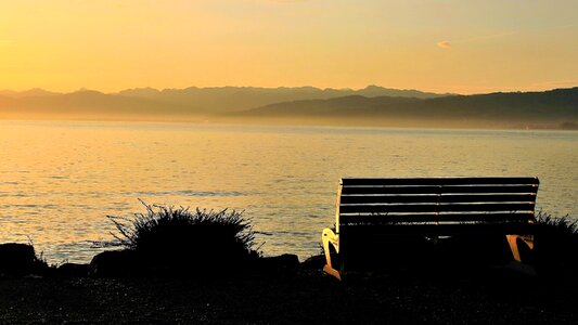 In the morning lake morning mist photo