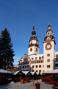 Christmas market town hall ore mountains