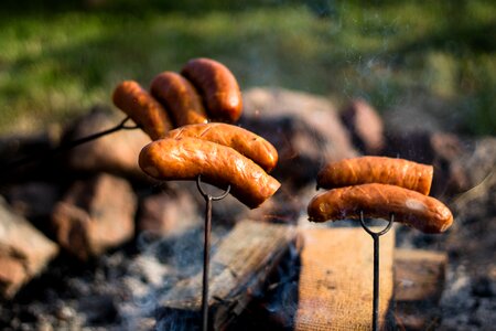 Sausages meat grilling photo