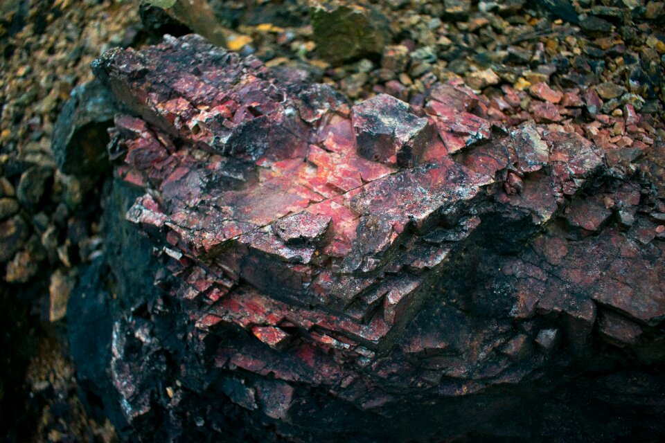 Black stone red and black stones containing the minerals of the stone photo