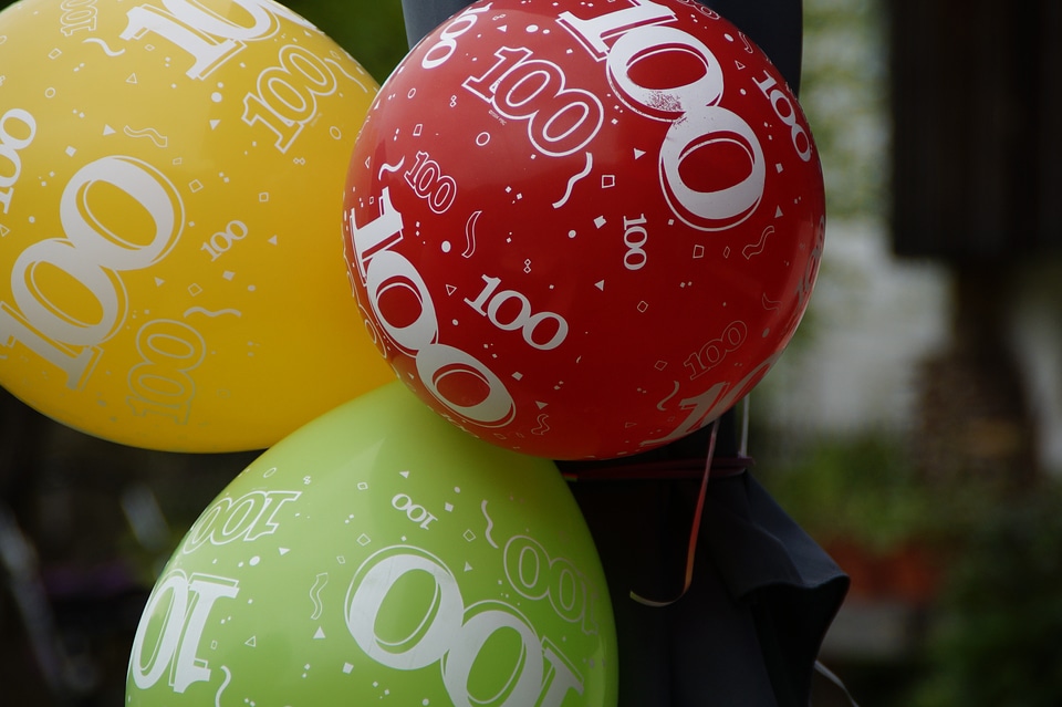 One hundred birthday colorful