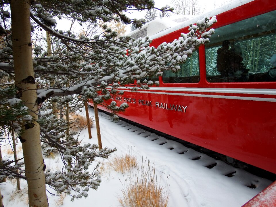 Snow cog railroad landscape