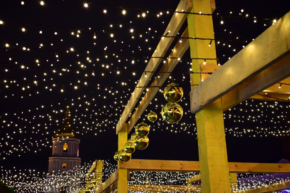 Night kiev lights new year's eve