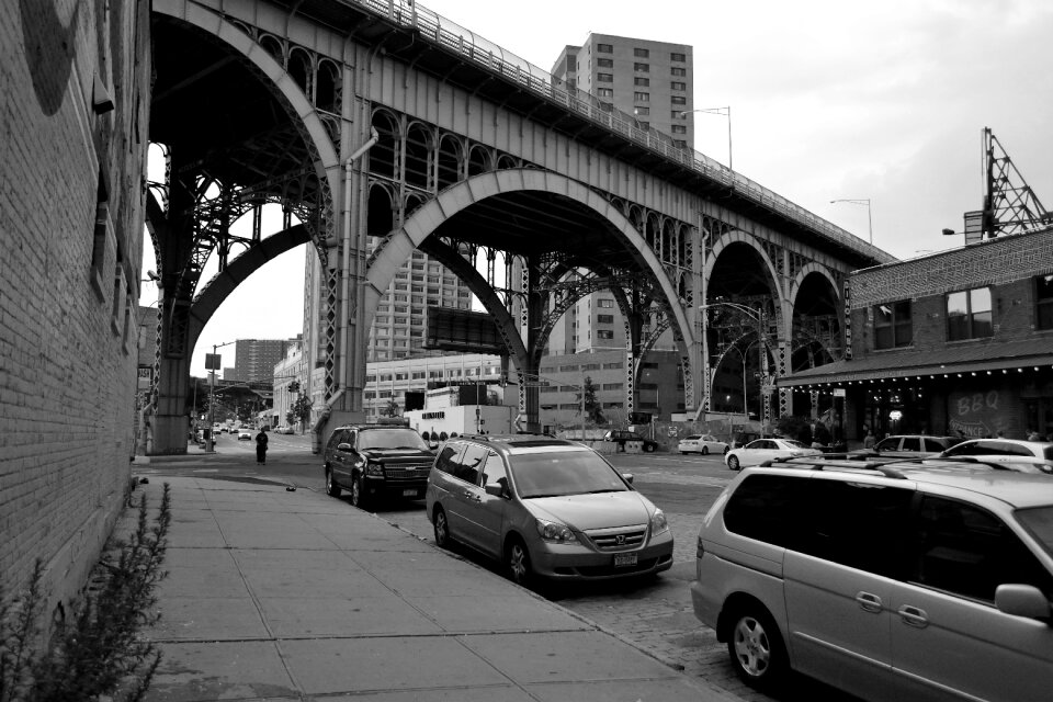 Black and white cars parked