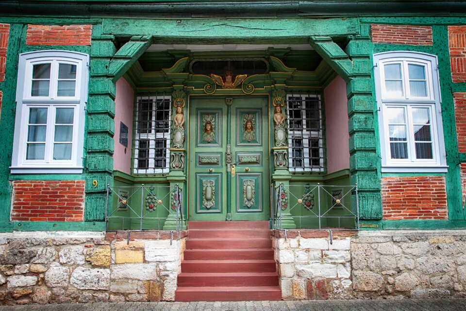 Decorated sand stone house entrance