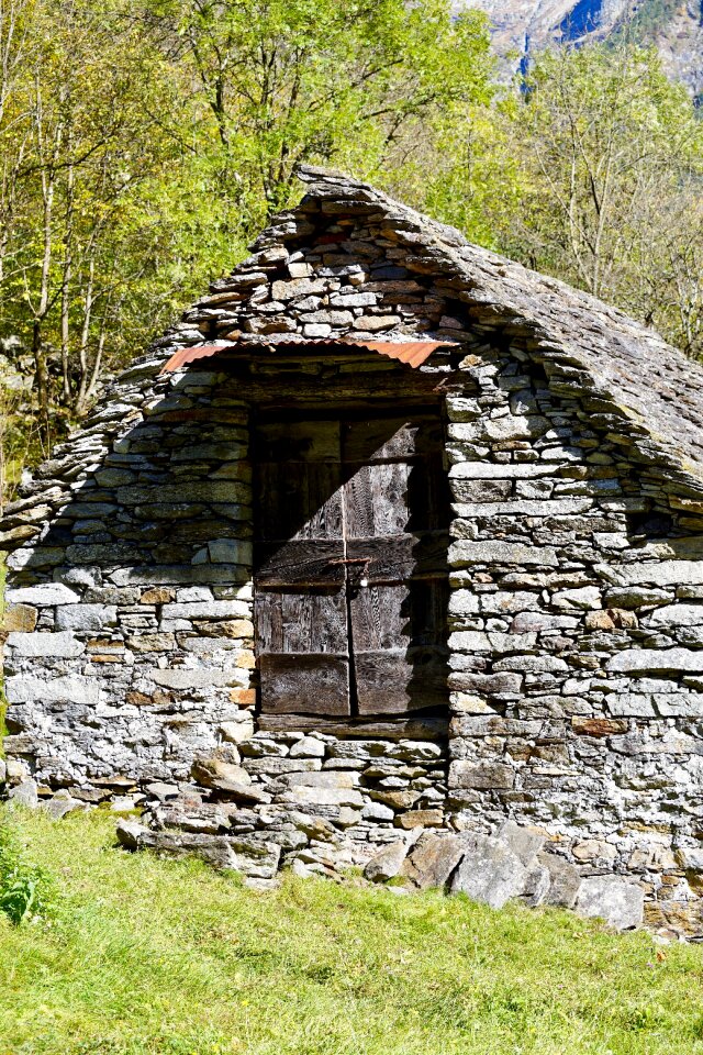 Stone built house hut old photo