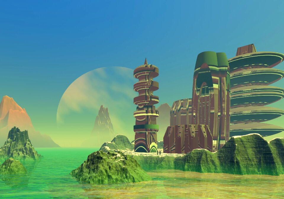 Base fiction blue sky