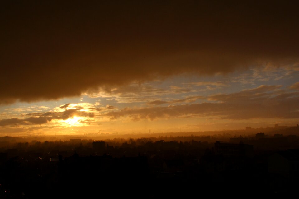 Sunset city landscape