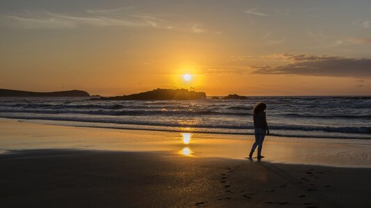 Beach sunset galicia photo