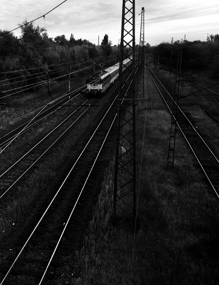 Rails black and white locomotive