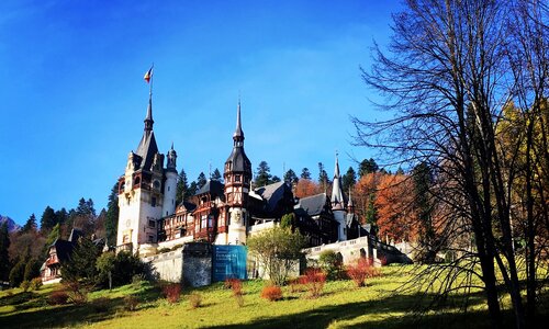 Carpathian mountains peles castle landscape