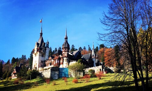 Carpathian mountains peles castle landscape photo