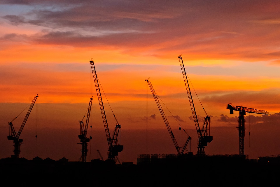 Sunset twilight construction