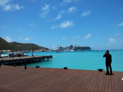 Boardwalk cruise ship water photo