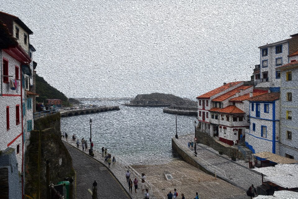Cudillero port painting