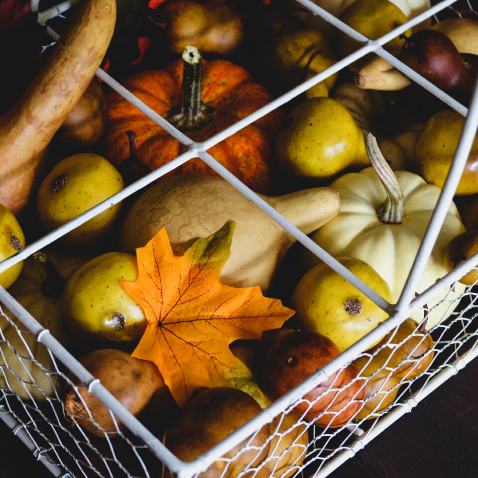 Autumn wire basket pumpkin
