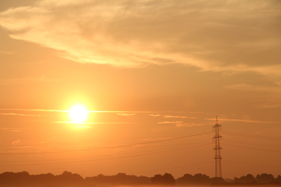 Sunset afterglow power poles