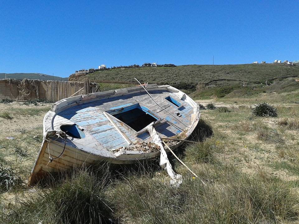 Beach rowing boat sandy beach