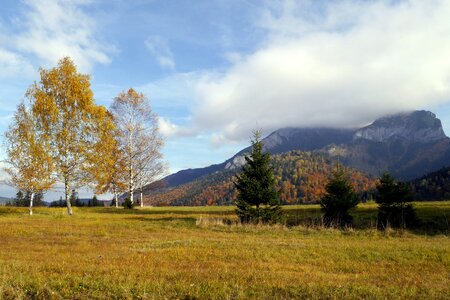 Autumn the sky mountains