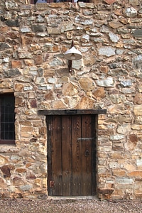 Doorway wooden stone photo