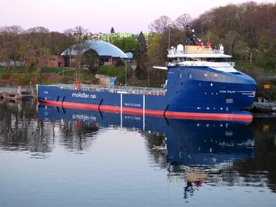 Ship mirroring port photo