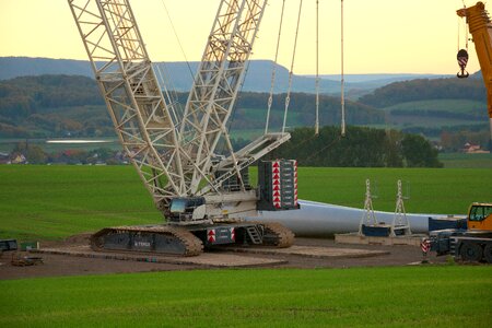 Site mega crane evening sun photo