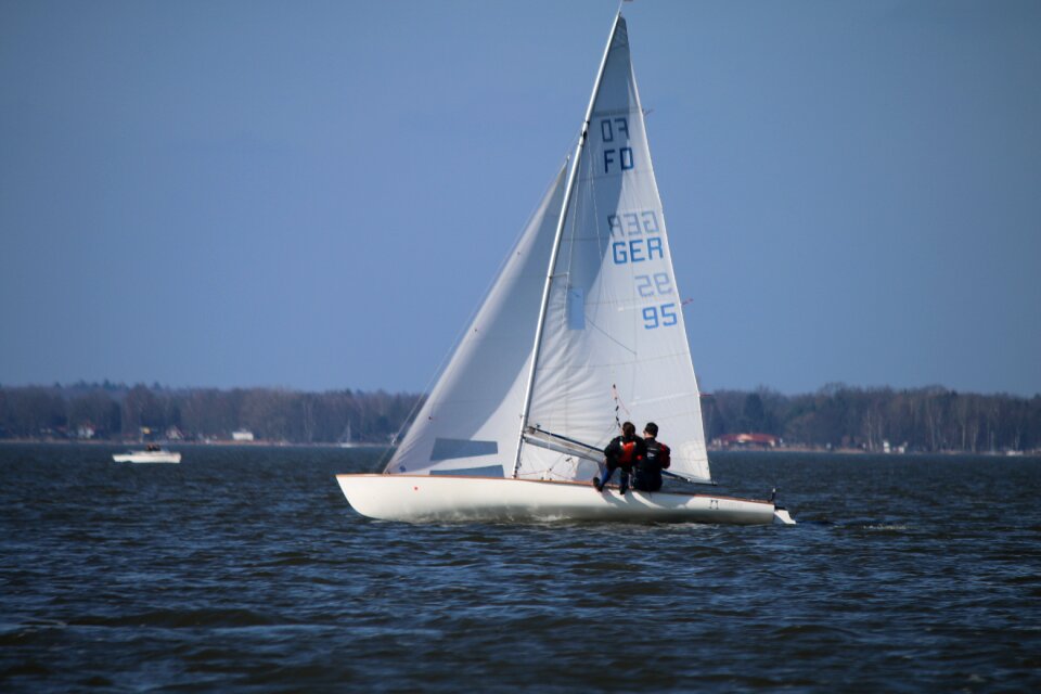 Lake water sailing boat