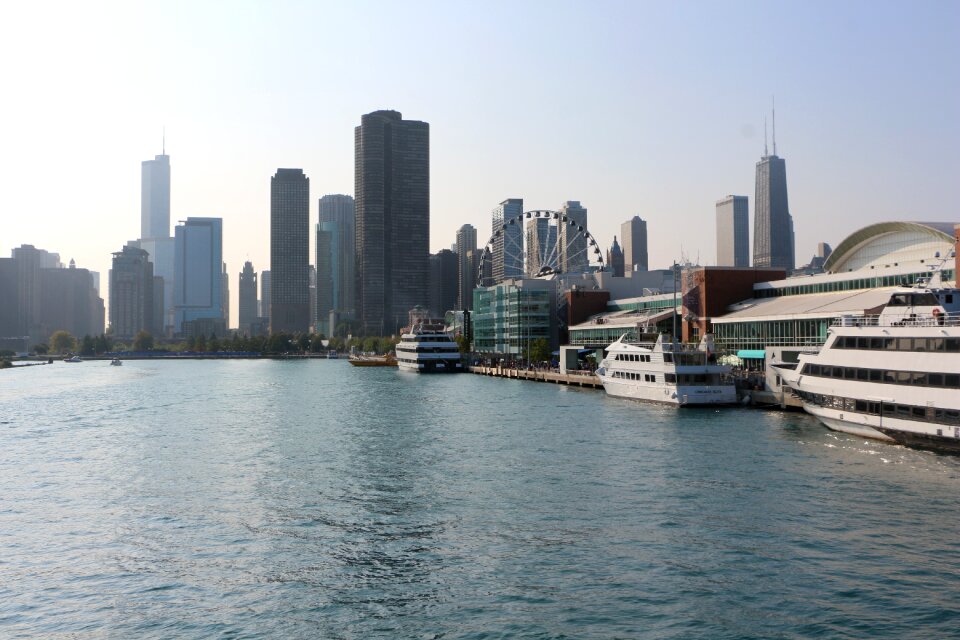 City landscape boats