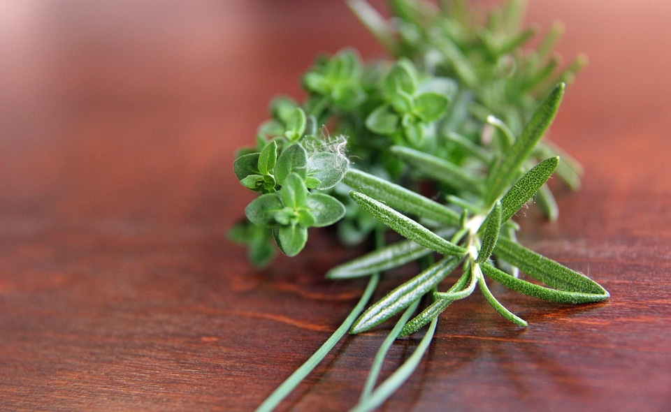 Thyme chives cooking