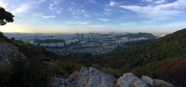 Foliage with literature produced in incheon metropolitan city yeonsu foreground panorama photo