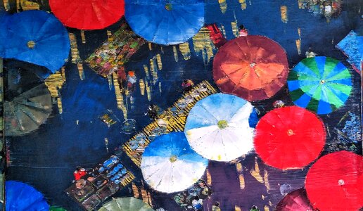 Umbrellas street scene