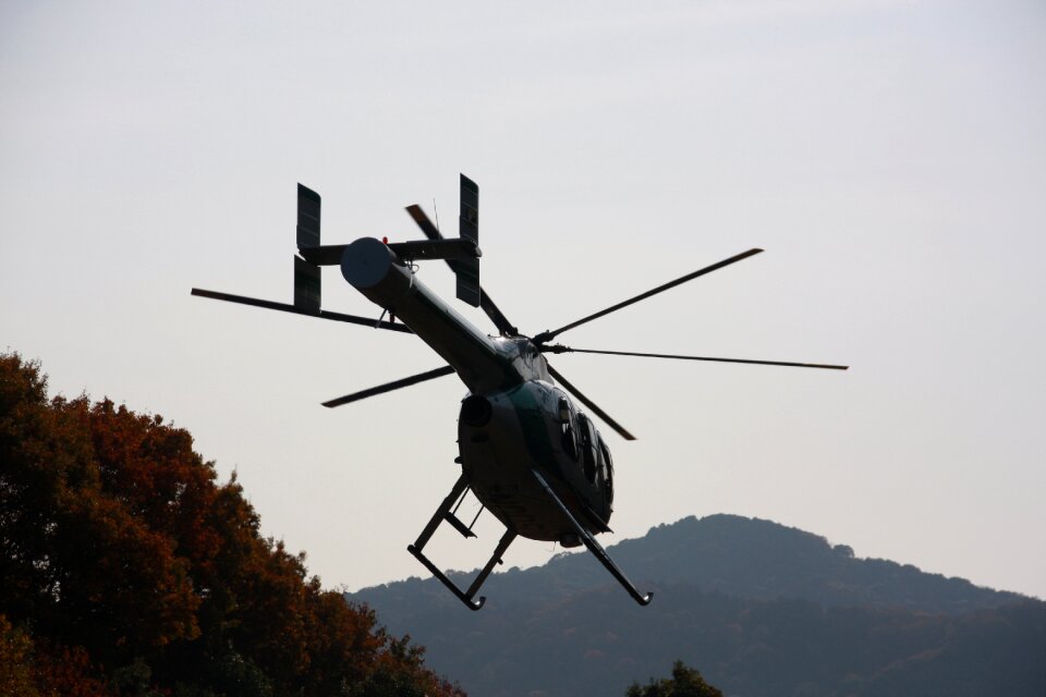 Helicopter mountain sky
