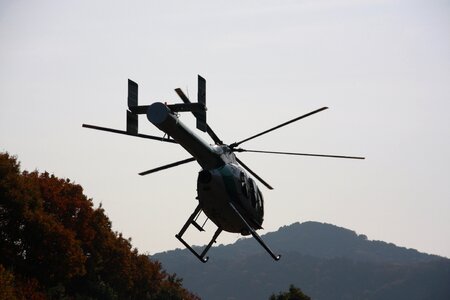 Helicopter mountain sky
