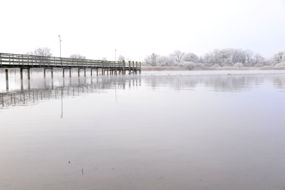 Hoarfrost sea bridge landing bridge