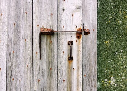 Weathered old gray door photo
