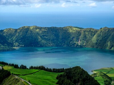 Volcano crater water photo