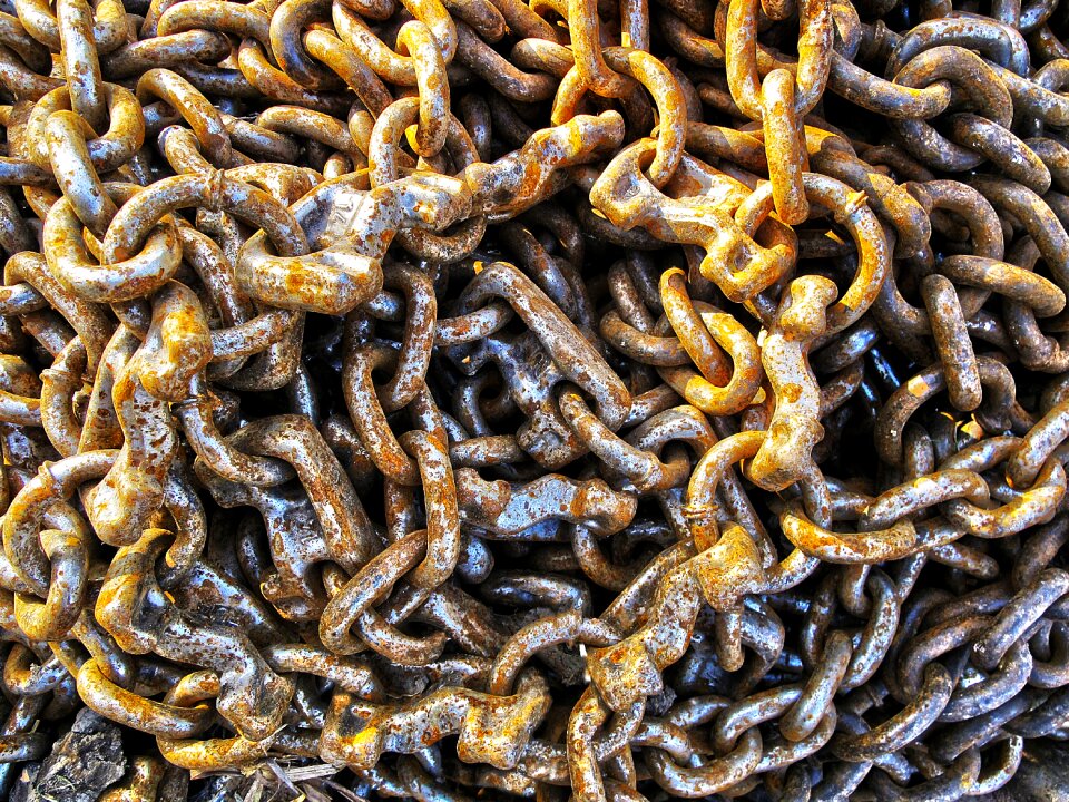 Iron chains corrosion metal