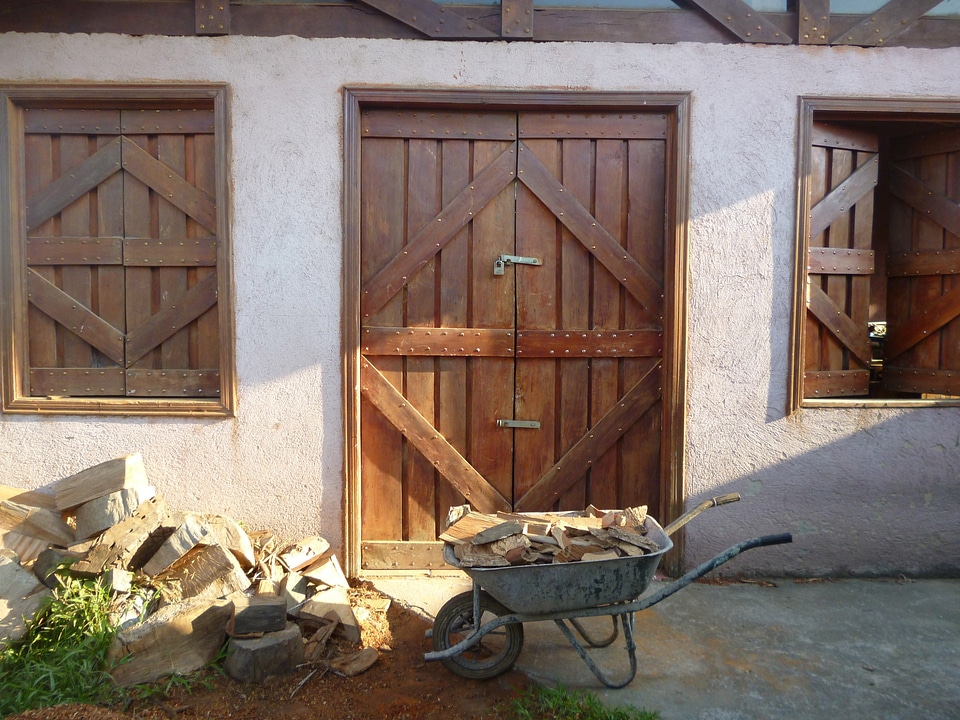 Wheelbarrow shutters rustic