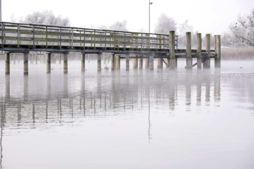 Hoarfrost sea bridge landing bridge