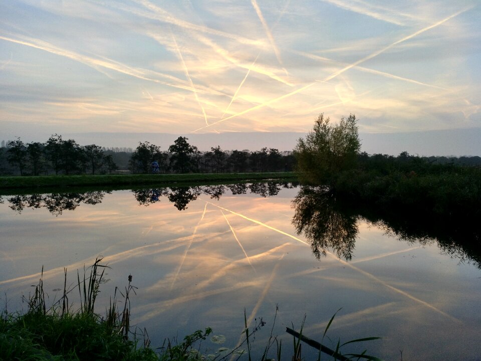 Sunset field sky