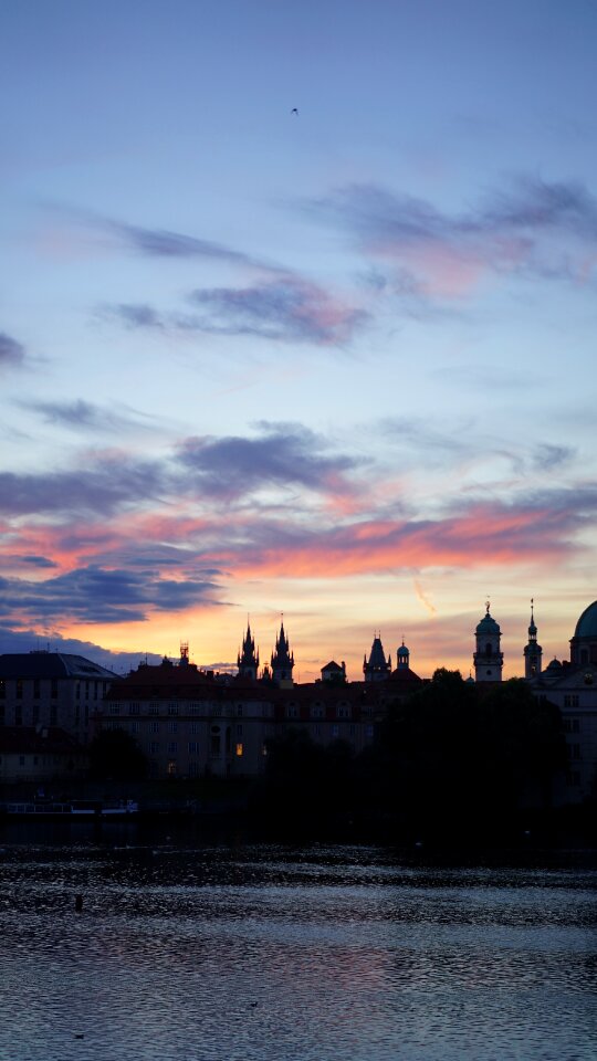 Prague sunset silhouette
