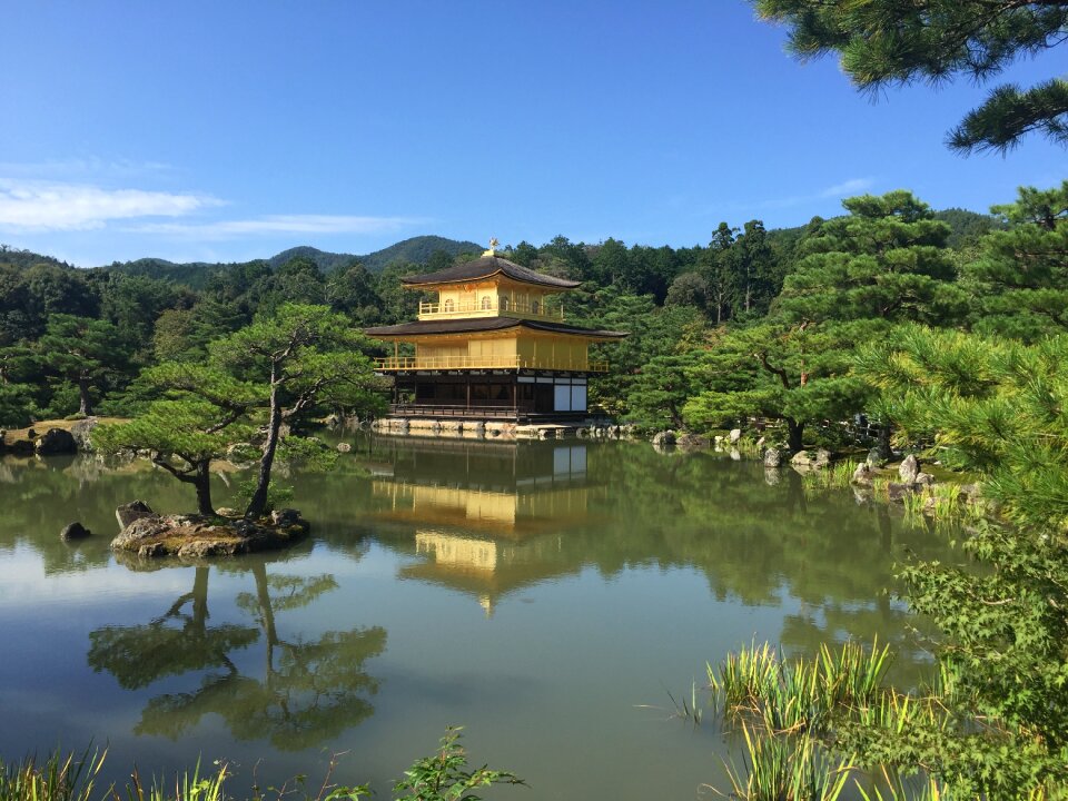 Osaka golden pavilion temple lake view