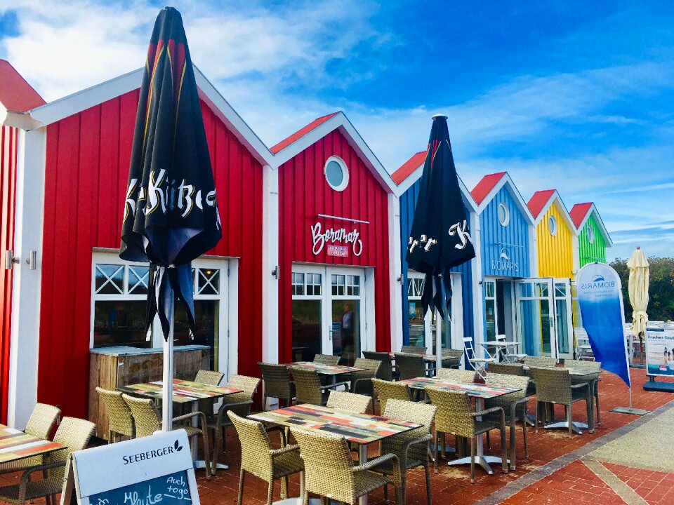 Beach promenade cafe colorful