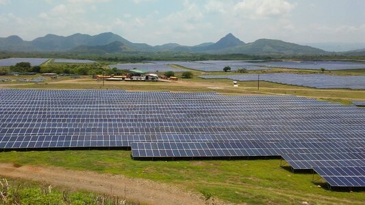 Sunny day renewable energy photovoltaic panels