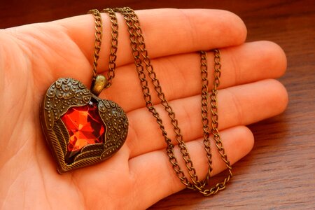 Winged heart red heart necklace